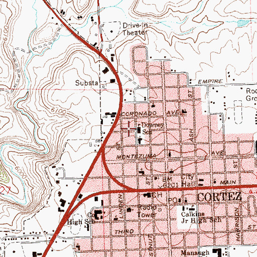 Topographic Map of Downey School, CO