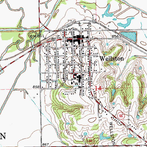 Topographic Map of Wellston High School, OK