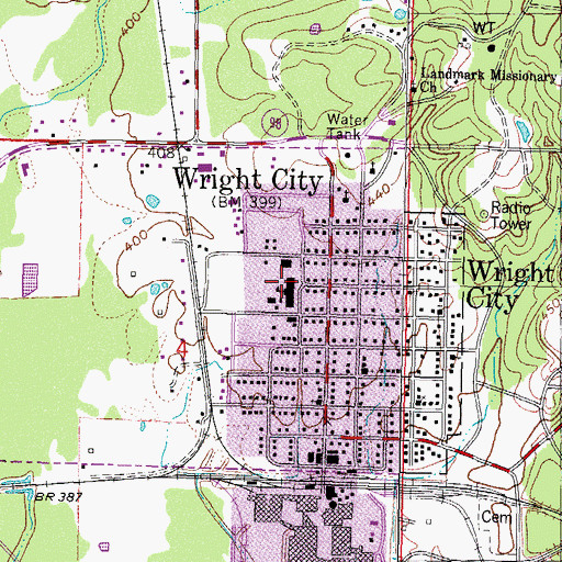 Topographic Map of Wright City Junior High School, OK