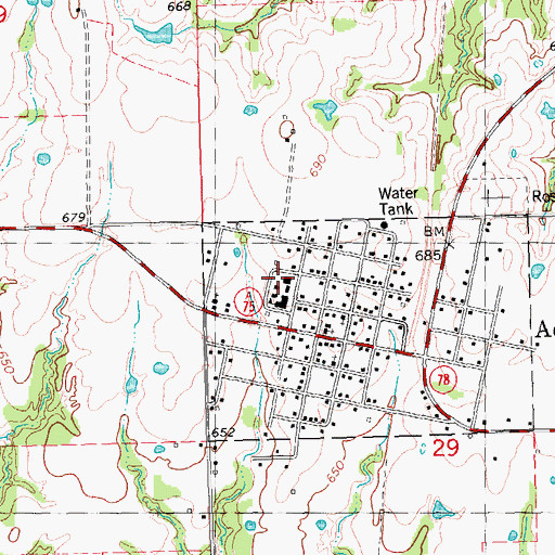 Topographic Map of Achille Elementary School, OK