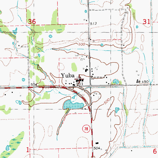 Topographic Map of Yuba Elementary School, OK