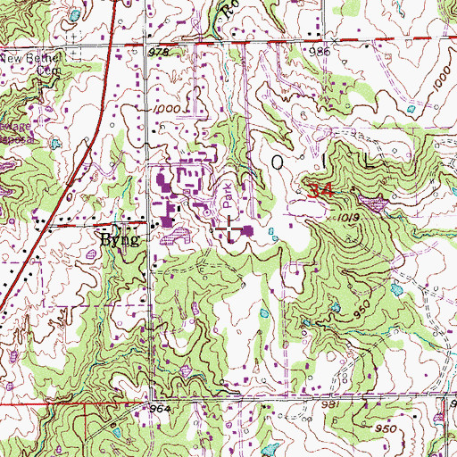 Topographic Map of Byng Elementary School, OK
