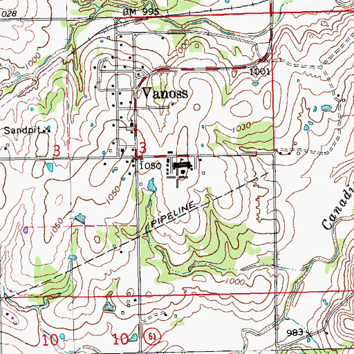 Topographic Map of Vanoss Elementary School, OK