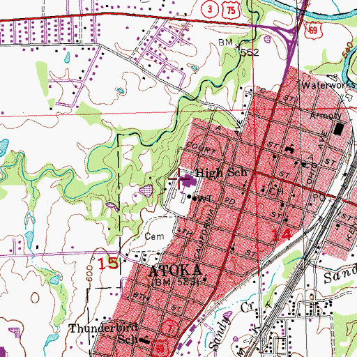 Topographic Map of Atoka Elementary School, OK