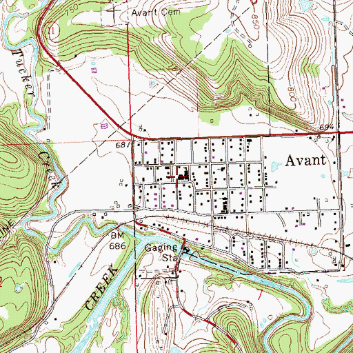 Topographic Map of Avant Elementary School, OK
