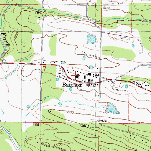 Topographic Map of Battiest Elementary School, OK