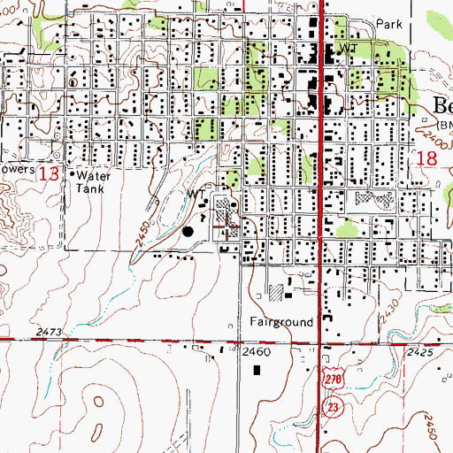 Topographic Map of Beaver Elementary School, OK
