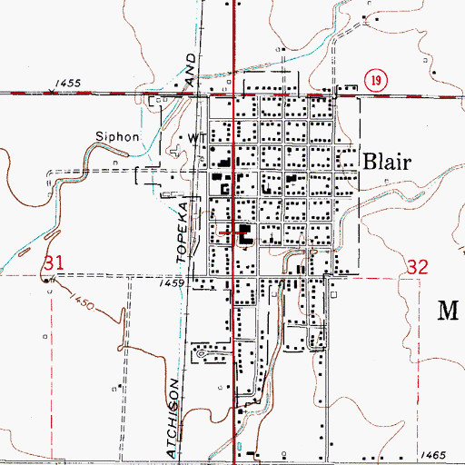 Topographic Map of Blair Elementary School, OK