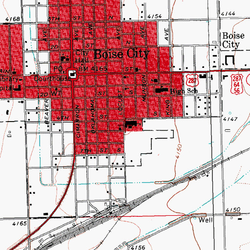 Topographic Map of Boise City Elementary School, OK