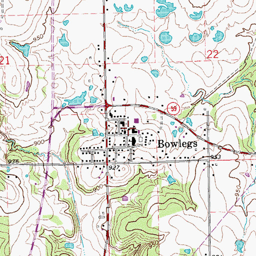 Topographic Map of Bowlegs Elementary School, OK