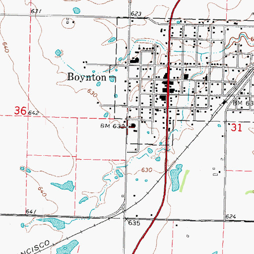 Topographic Map of Boynton - Moton Elementary School, OK