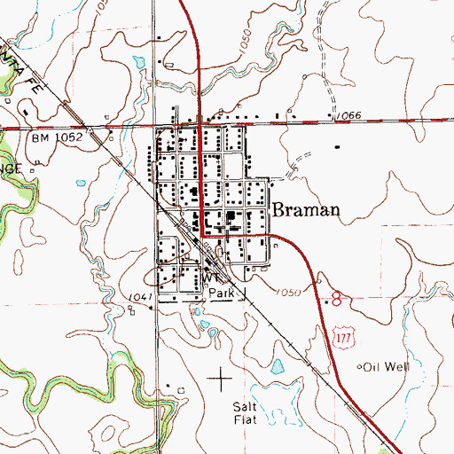 Topographic Map of Braman Elementary School, OK