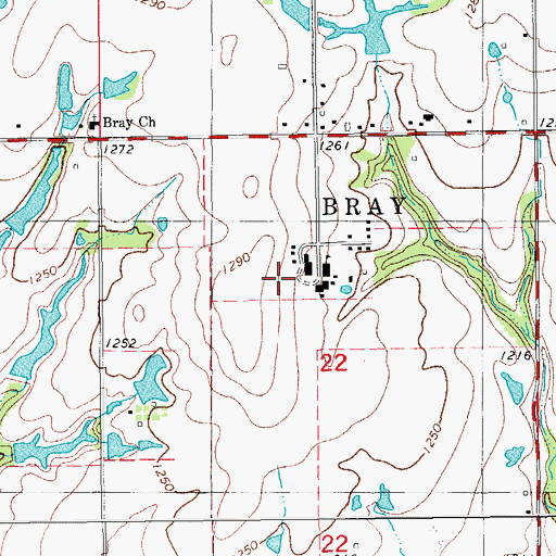 Topographic Map of Bray - Doyle Elementary School, OK