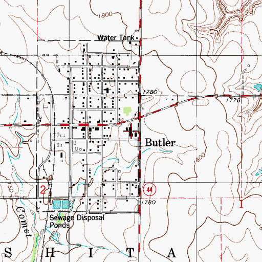 Topographic Map of Butler Elementary School, OK