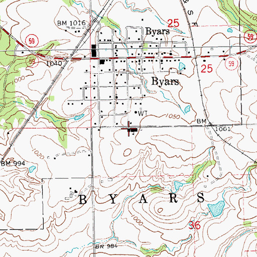 Topographic Map of Byars Elementary School, OK