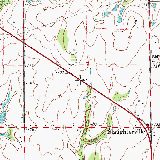 Topographic Map of Slaughterville Baptist Church, OK