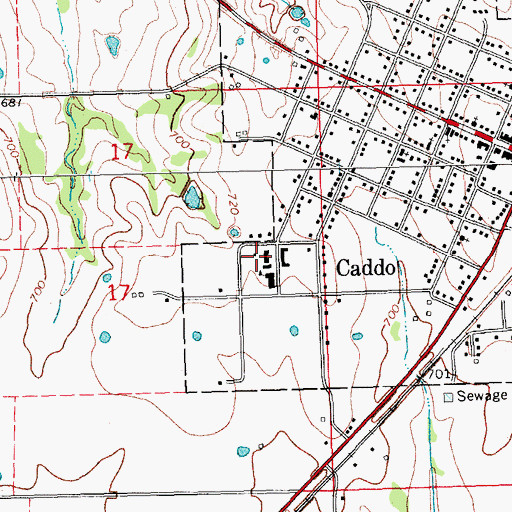 Topographic Map of Caddo Elementary School, OK