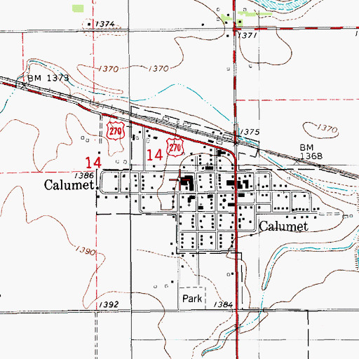 Topographic Map of Calumet Elementary School, OK