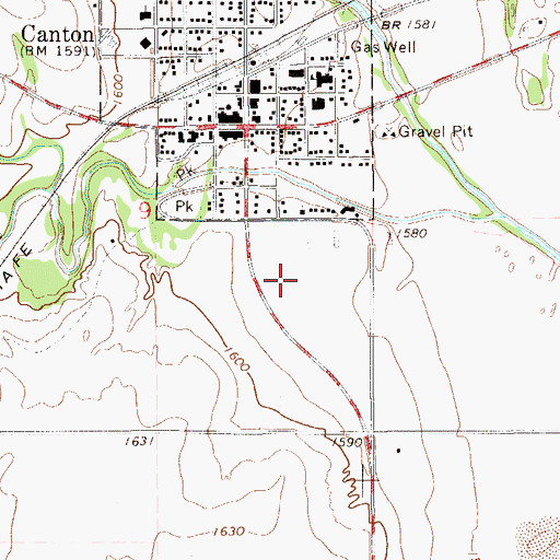 Topographic Map of Canton Elementary School, OK
