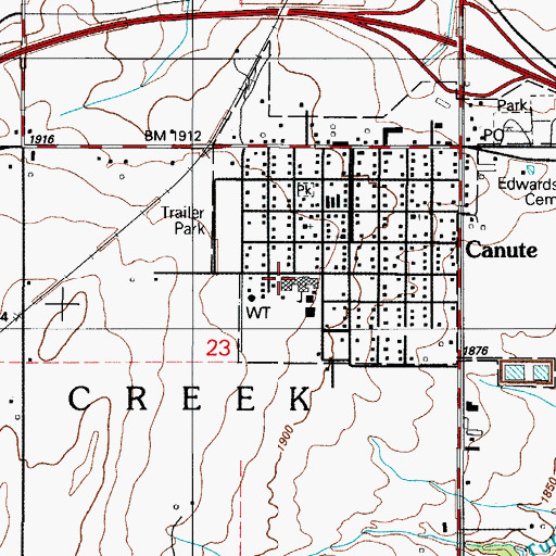 Topographic Map of Canute Elementary School, OK
