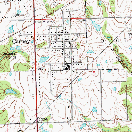 Topographic Map of Carney Elementary School, OK