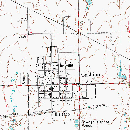 Topographic Map of Cashion Elementary School, OK