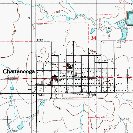 Topographic Map of Chattanooga Elementary School, OK