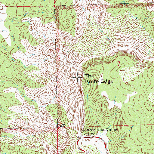 Topographic Map of The Knife Edge, CO