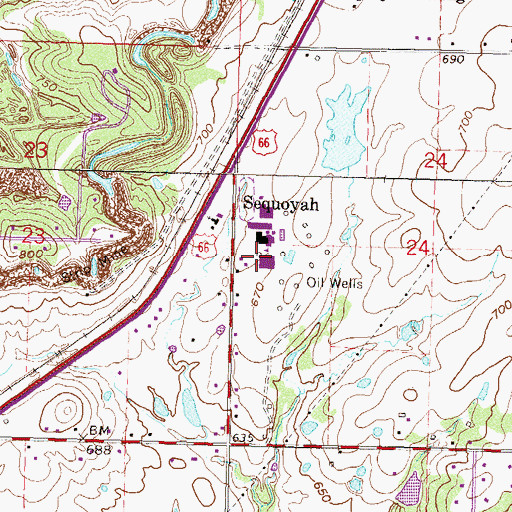 Topographic Map of Sequoyah Elementary School, OK