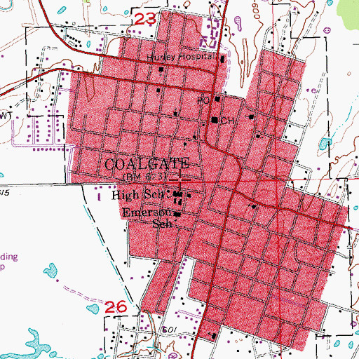 Topographic Map of Wallace Byrd Middle School, OK