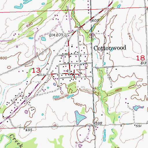 Topographic Map of Cottonwood Elementary School, OK