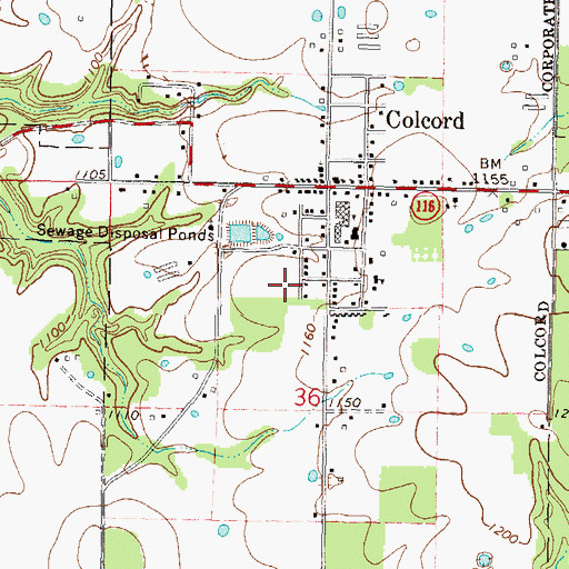 Topographic Map of Colcord Elementary School, OK