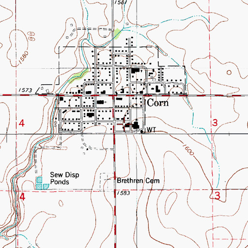 Topographic Map of Washita Heights Elementary School, OK