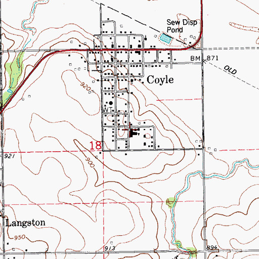 Topographic Map of Coyle Elementary School, OK