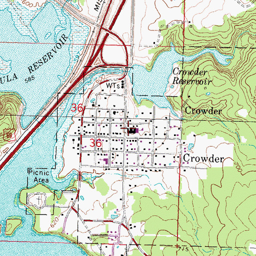 Topographic Map of Crowder Elementary School, OK