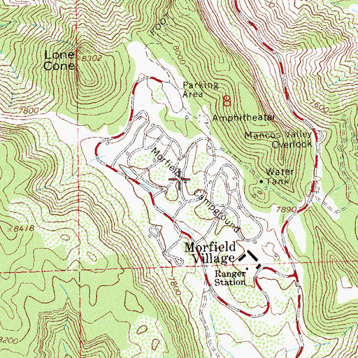 Topographic Map of Morefield Campground, CO
