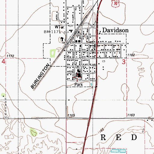 Topographic Map of Davidson Elementary School, OK
