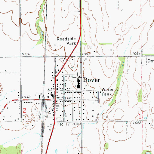 Topographic Map of Dover Elementary School, OK