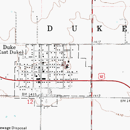 Topographic Map of Duke Elementary School, OK