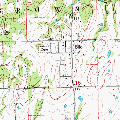 Topographic Map of Silo Elementary School, OK