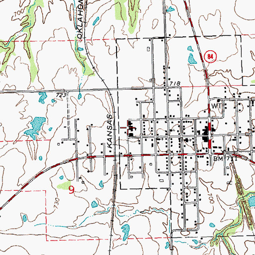Topographic Map of Dustin Elementary School, OK