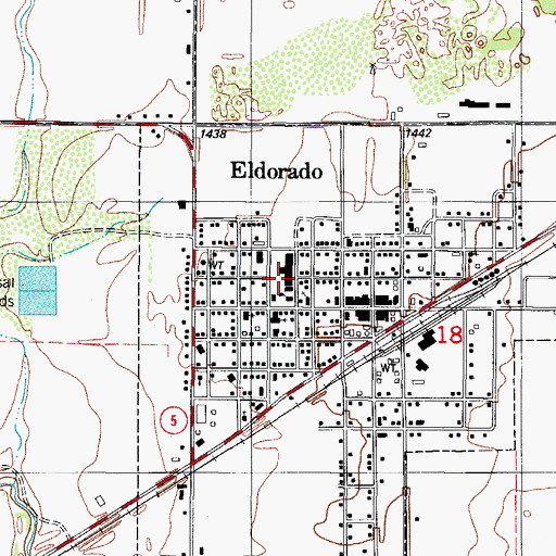 Topographic Map of Eldorado Elementary School, OK