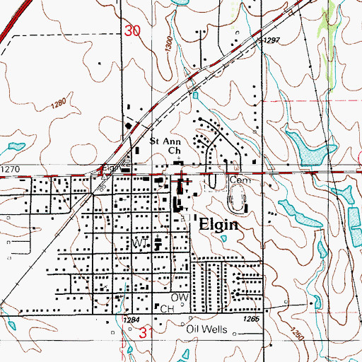 Topographic Map of Elgin Middle School, OK