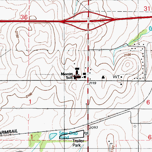 Topographic Map of Merritt Elementary School, OK