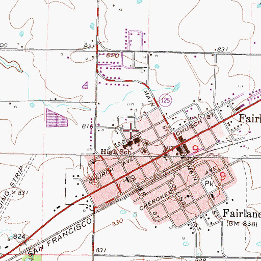Topographic Map of Fairland Elementary School, OK
