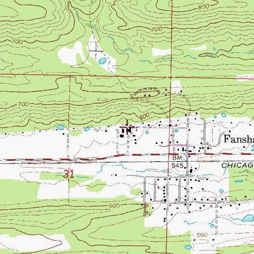 Topographic Map of Fanshawe Elementary School, OK