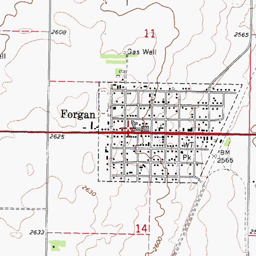 Topographic Map of Forgan Elementary School, OK