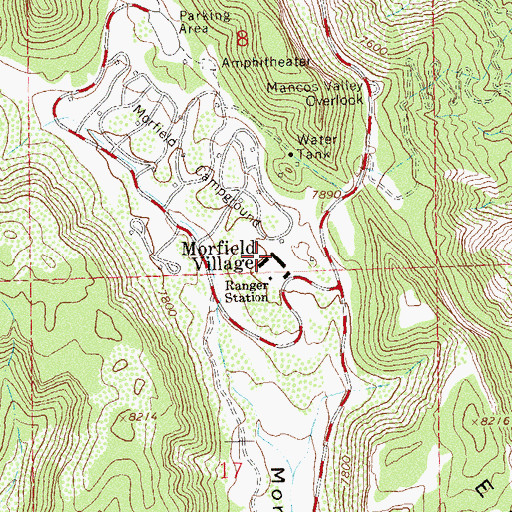Topographic Map of Morefield Village, CO