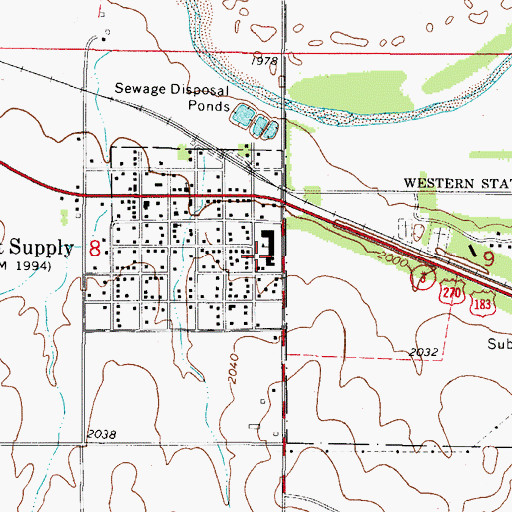 Topographic Map of Fort Supply Elementary School, OK