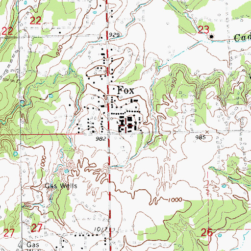 Topographic Map of Fox Elementary School, OK
